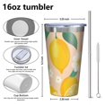 thumbnail image 4 of 16oz Tumblers Lemon Stainless Steel Vacuum Insulated Double Wall Travel Tumbler Cups Mug with Lid and Straw,Cleaning Brush for Coffee,Tea, 4 of 4