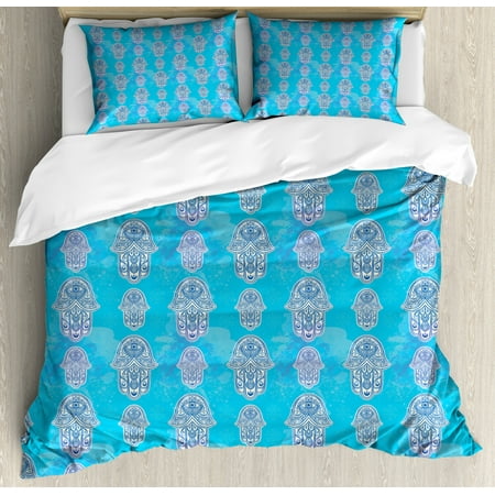 Hamsa King Size Duvet Cover Set Grunge Paint Smear Background