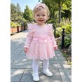thumbnail image 4 of Cjfdfy Newborn Baby Girls Lace Dress Fall Clothes Bodysuit Ruffle Long Sleeve Floral Lace Romper Dress And Bow Headband Infant Cute Coming Home Outfit Fall Winter Outfit 0-18 Months, 4 of 9