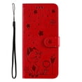 thumbnail image 3 of SaniMore for Samsung Galaxy A23 5G 6.6" 2023 Case, PU Leather Skin with Embossed Cat Flip Magnetic Cover Card Slots Kickstand Detachable Lanyard Full Around Wallet Case For Galaxy A23 5G, Red, 3 of 13