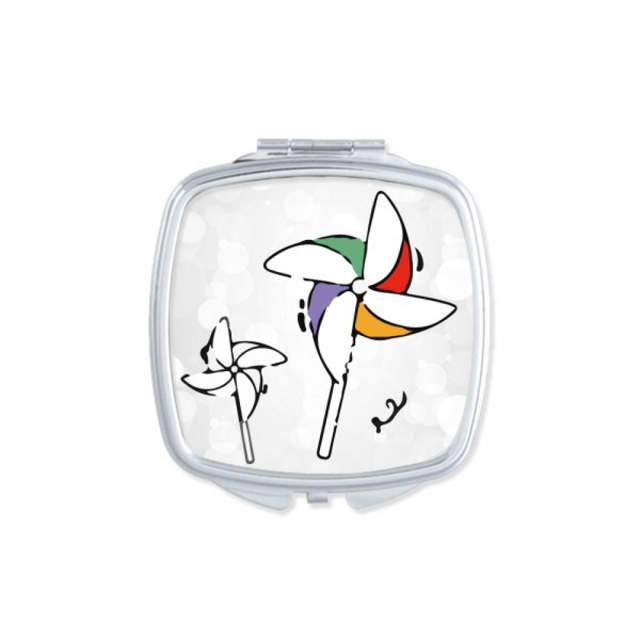 Windll Weather Wind Illustration Pattern Square Mirror Portable Compact Pocket Makeup Double Sided Glass