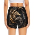 thumbnail image 2 of Lsque Vintage Metal Dragon Printed Women's Running Shorts with Liner Pockets,Elastic Quick Dry Workout Athletic Gym Yoga Shorts,Womens High Waist Shorts-Medium, 2 of 9