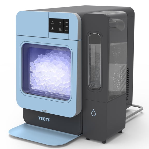 VECYS Nugget Ice Maker W/ Side Water Tank, 44LBS/Day Self-Cleaning, Blue