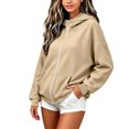thumbnail image 6 of Atogsazn Childrens Girls Full Zip Oversized Hoodies Kids Casual Long Sleeve Hodded Sweatshirt Fall Jacket Outerweear Khaki 9-10 Years Fashion, 6 of 8
