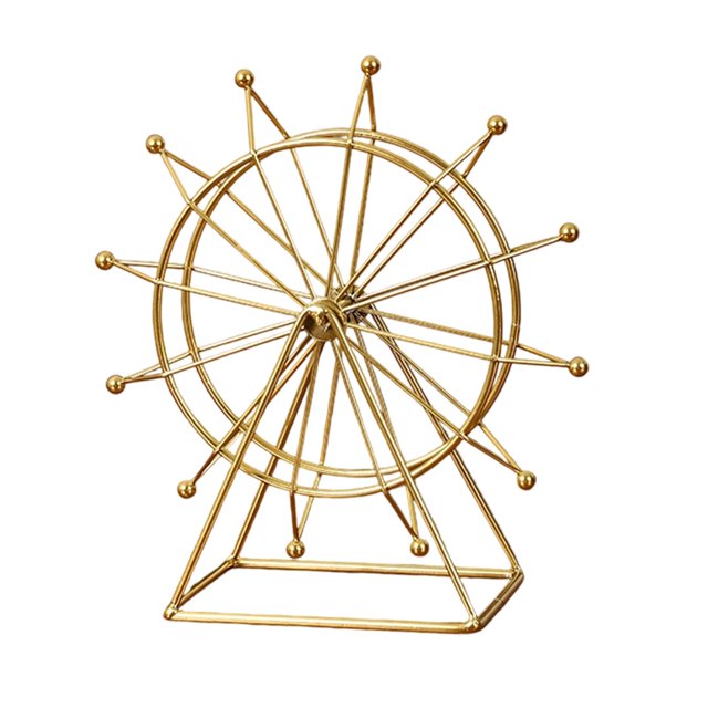 Modelo de rueda Adorno decorativo dorado Artesanía de metal Estatua Rueda del cielo giratoria para Estilo A