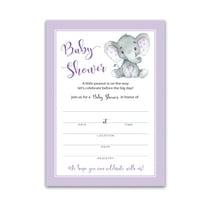 GENDER NEUTRAL Purple Elephant BABY SHOWER INVITATIONS— Pack of 25 — Little Peanut Baby Shower Blank Fill-in INVITES, Unique, Purple Baby Shower Invite, DIY Invites Polka Dot I503-INV1