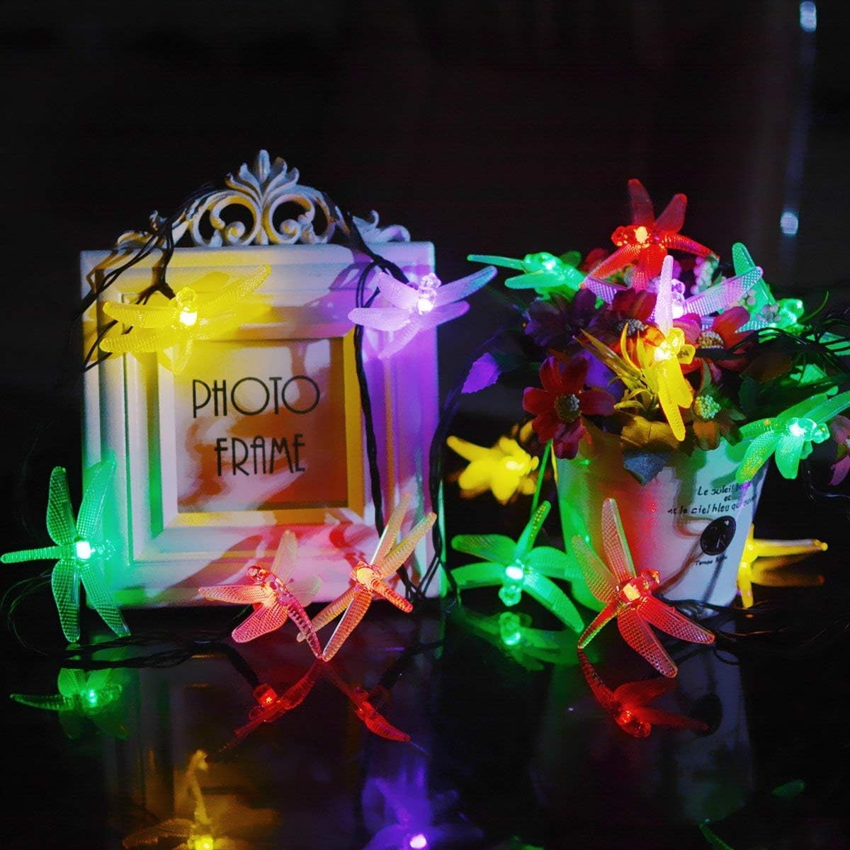Outdoor Garden Solar String Lights, 7m 50LED Solar Garden Dragonfly String Lights Dragonfly String Light Waterproof for Yard