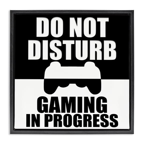 Do Not Disturb Minimal Gamer Black Framed Floater Canvas Wall Art, design by Kim Allen