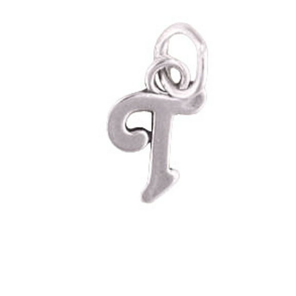 Sterling Silver 16" .8mm Box Chain Scrolled Letter T Pendant Necklace