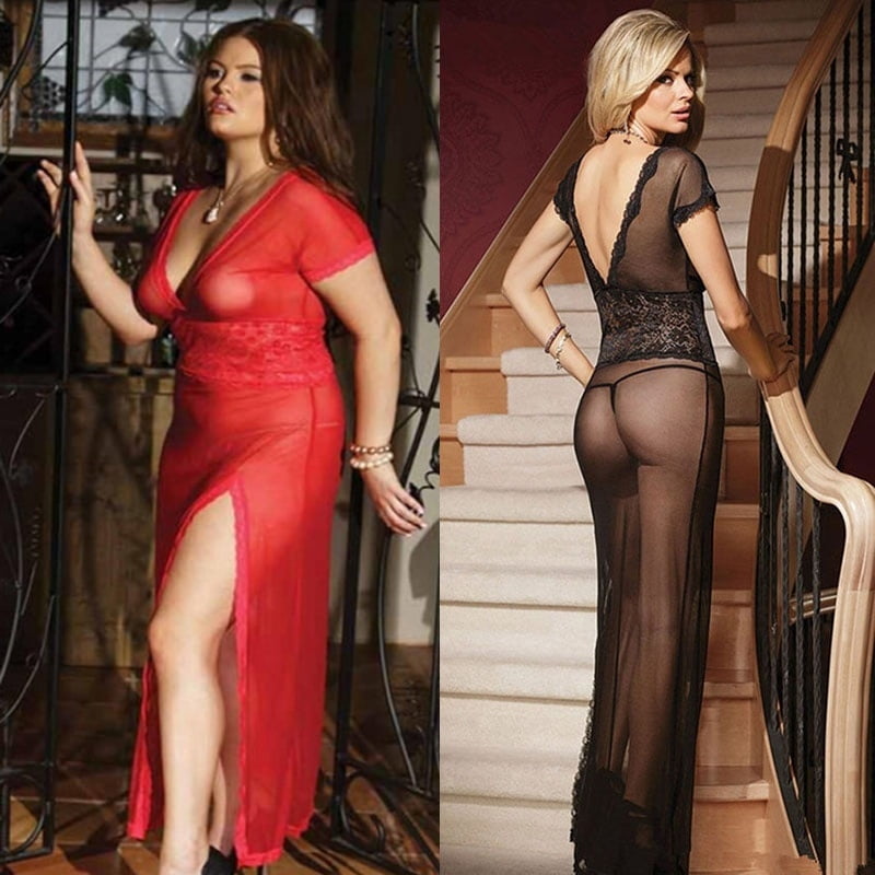 Sexy Long Night Gown Transparent Sheer 