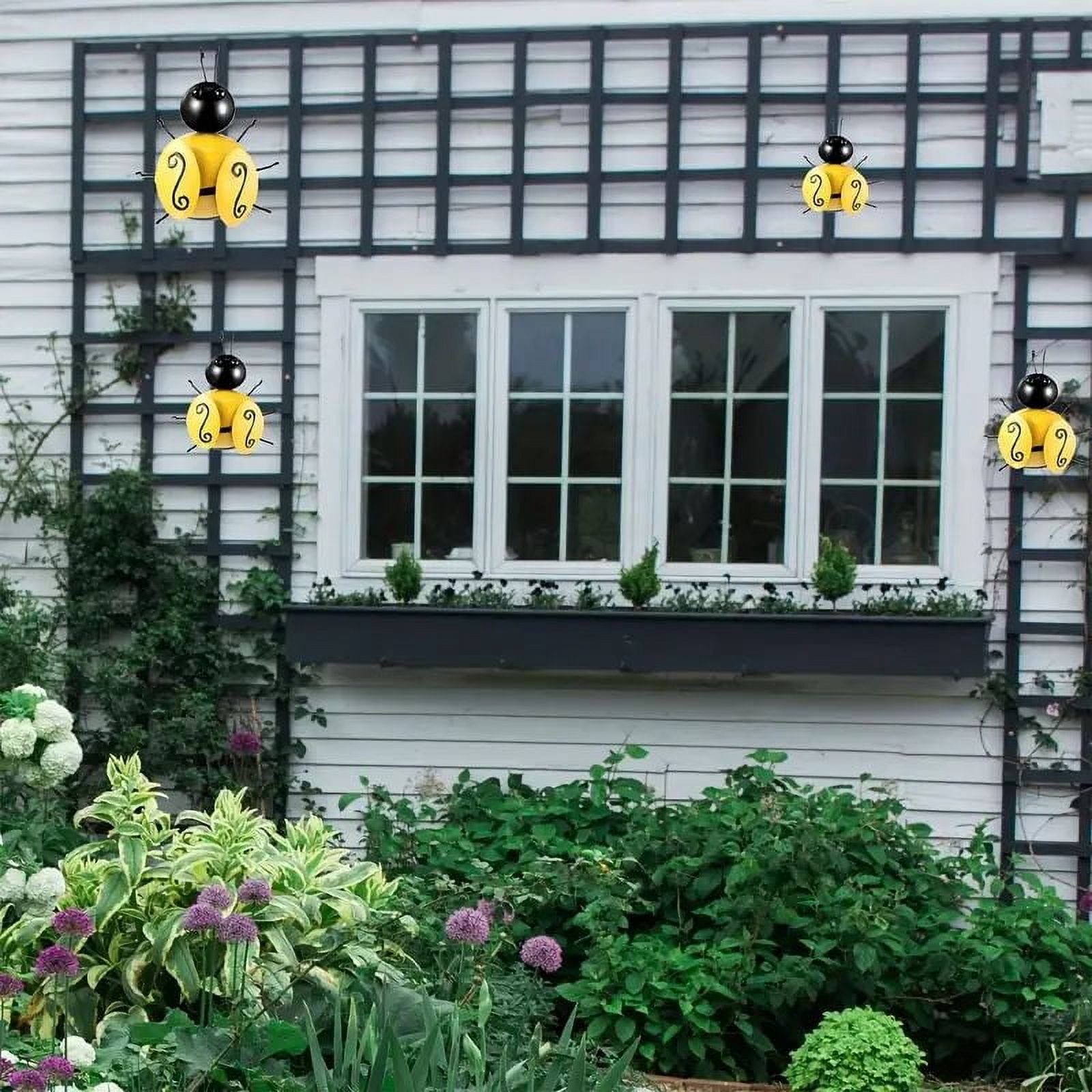 3pcs/4pcs Metal Bee Wall Art Sculptures, Metal Wall Art 3D Sculpture Metal Bumble Bee Wall Decor, Garden Yard Fence Decorations Metal Art Bee Figurine, Garden Yard Art Sign For Outdoor