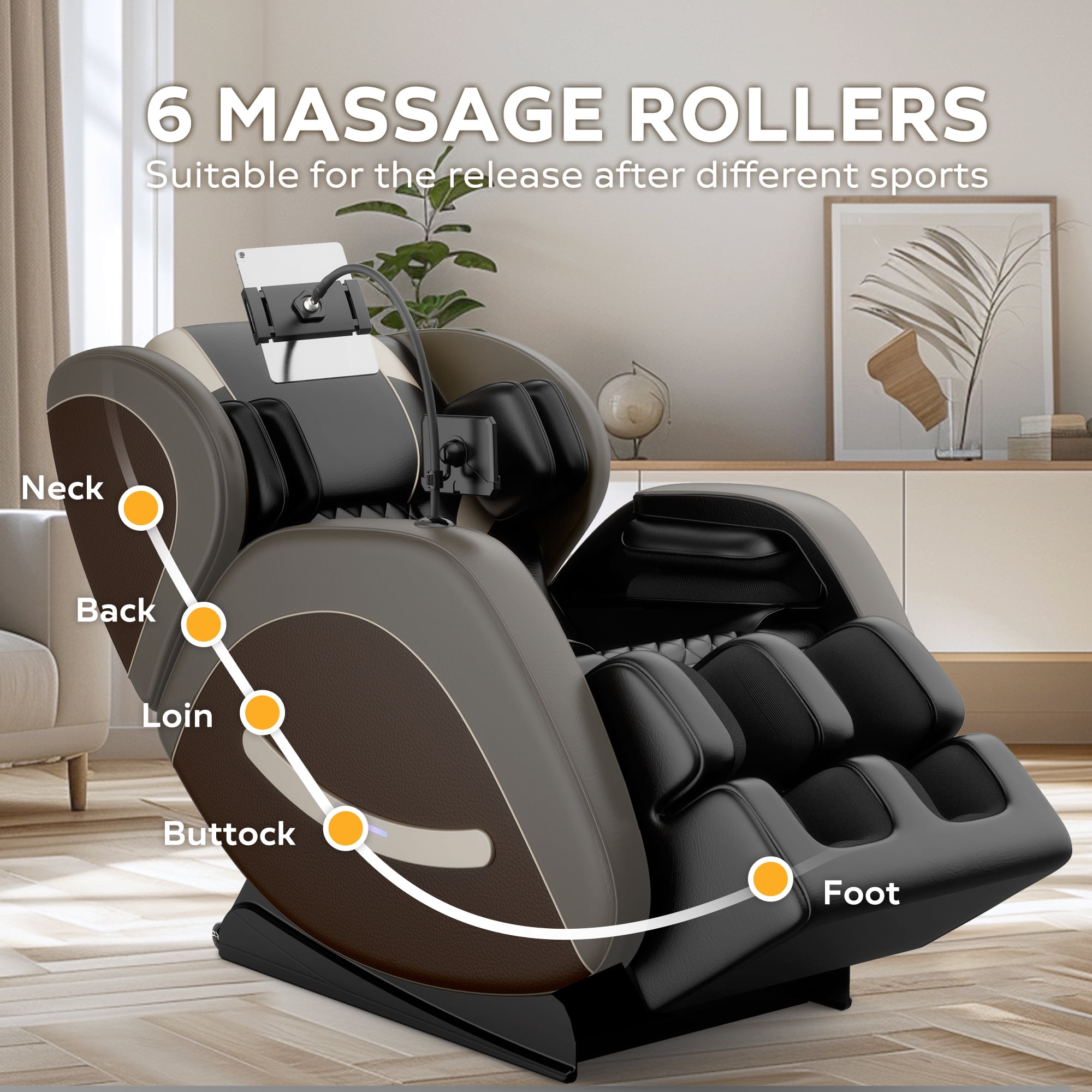 AENKYO Zero Gravity Full Body Massage Chair Recliner Includes Heating, Airbags, Bluetooth Speaker, Foot Roller, and Touch Screen Gray