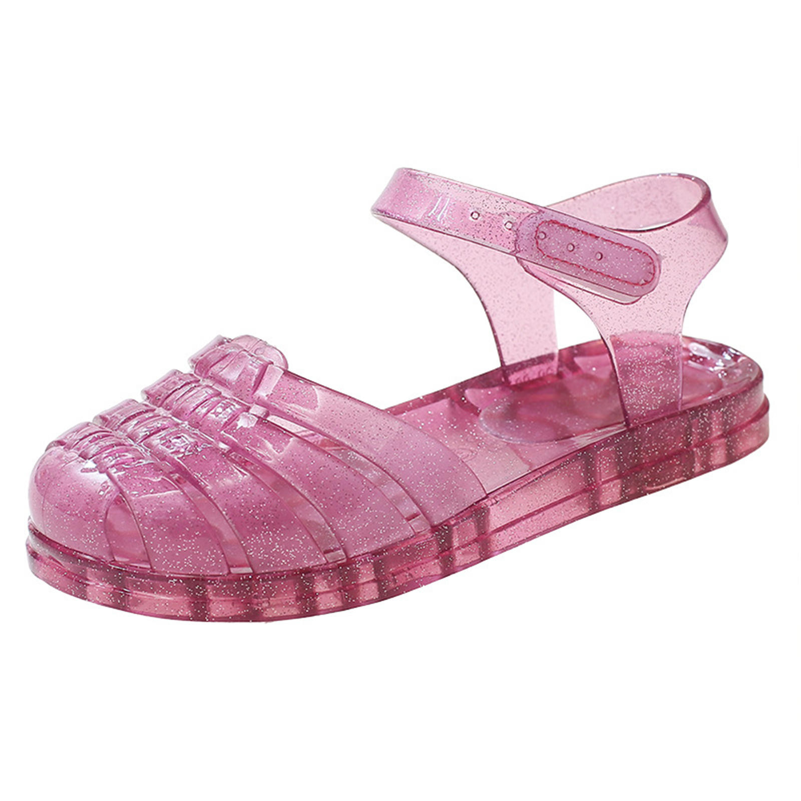 Clearance! SDJMa Jelly Shoes for Toddler Girls Summer Beach Retro Sandals T-Strap Slingback Little Kids Glitter Soft Closed Toe Princess Dress Flat - image 2 of 9