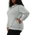 thumbnail image 5 of Unique Bargains Women's Plus Size Fleece Jacket Zip Front Long Sleeve Hoodie 2X Gray, 5 of 7