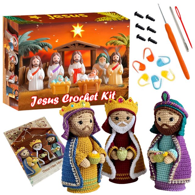 Kit de ganchillo Holydeck Christmas Jesus con tutoriales paso a paso