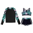 thumbnail image 3 of Sholeno Kids Girls 3 Piece Swimwear Rash Guard Long Sleeve Shirt Shorts UPF 50+ Swimsuits Bathing Lily 8, 3 of 7