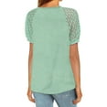 thumbnail image 4 of Anbech Women's Lace Splicing Blouse V Neck Shirt Splice Short Sleeve Loose Casual Solid Color Tops, 4 of 9