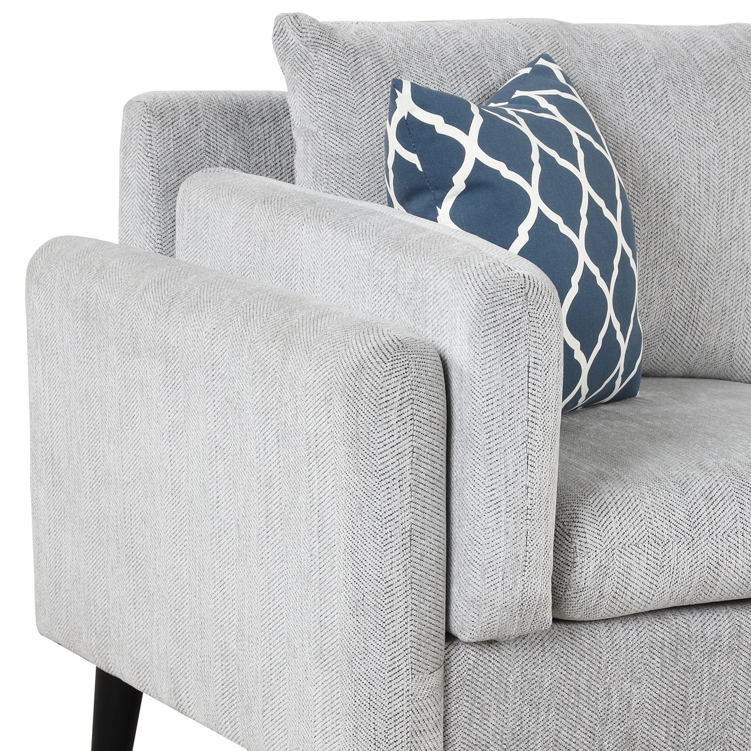 Kadyn Upholstered L-Shape Sofa Couch, 3-Seater Couch with Chaise and 2 Pillows, Modern Linen Sofa for Living Room,Apartment, Light Gray