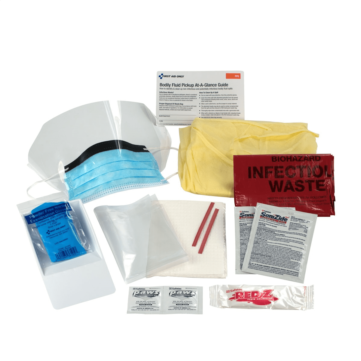 First Aid Only BBP Spill Clean Up Kit Single Use Tray