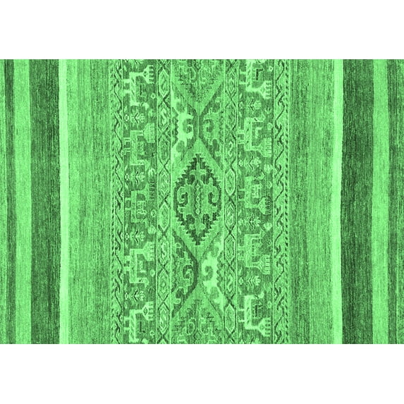 Ahgly Company Indoor Rectangle Abstract Emerald Green Modern Area Rugs, 3' x 5'