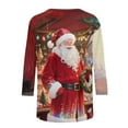 thumbnail image 7 of Xdegoge Christmas Shirt for Women 3/4 Sleeve Santa Funny Graphic T-Shirt Crewneck Vintage Casual Tops Pullover Family Holiday Casual Blouse Gifts 2025 Fall Winter Festival Clothes Fit Party, 7 of 7