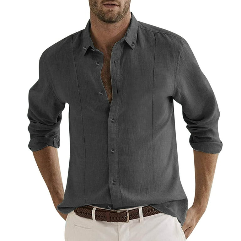 yuuuggc Men Shirts Casual Men's Urban Stylish Casual Business Slim