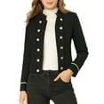 thumbnail image 1 of CHAQUETA VINTAGE STEAMPUNK PARA MUJERES INSPIRE CHIC, CHAQUETA CASUAL DE BOTONES ABIERTA DEL AÑO 1960, TAMAÑO 3XL, NEGRO, 1 of 8