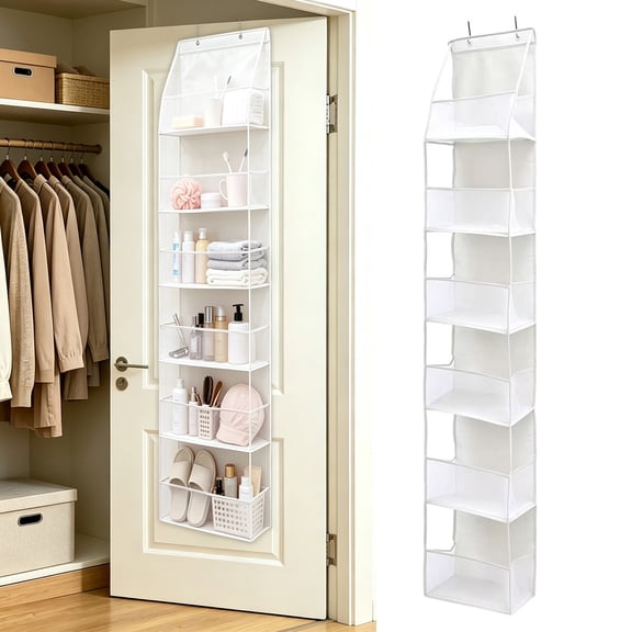 Over Door Hanging Storage Organizer with Mesh Window 6 Pocket Wall Mount for Bedroom Dorm Apartment Closet Space Saving