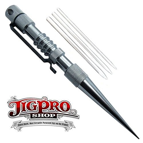 Knotters Tool II (Stainless Steel) w/ 3 Different Size Silver Lacing Needles ~Marlin Spike for Paracord, Leather, & Other Cord