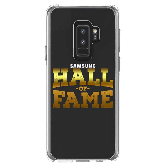 DistinctInk Clear Shockproof Hybrid Case for Samsung Galaxy S9  PLUS (6.2" Screen) - TPU Bumper Acrylic Back Tempered Glass Screen Protector - Hall of Fame