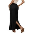 thumbnail image 3 of Trendy Women's High-Waisted Drawstring Maxi Skirt with Relaxed Fit Side Split Versatile for Everyday and Style, 3 of 5