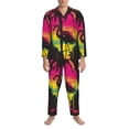 thumbnail image 3 of Lsque Flamingo And Palm Trees At Sunset Pattern Long Sleeve Pajama Set for Men - Soft 2-Piece Sleepwear and Loungewear Set with Pockets, Comfy Nightwear-Medium, 3 of 7