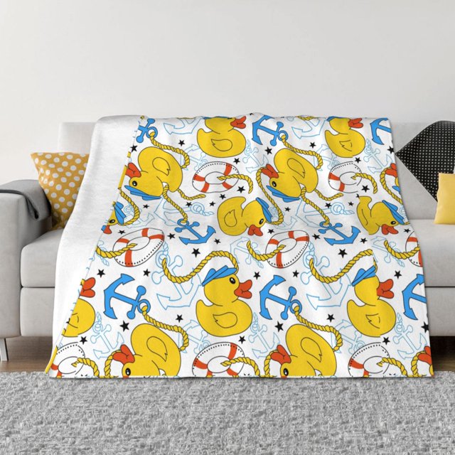 Fotbe Ducks and Anchors Manta de Franela con Estampado, Manta Ultrasuave para Cama, Sofá, Auto, Hipoalergénica y Antibolitas-50"x40"
