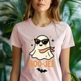 thumbnail image 5 of Cute Ghost T-Shirt Boo-jee Cartoon Graphic Unisex Tee, Navy, Size L, 5 of 6