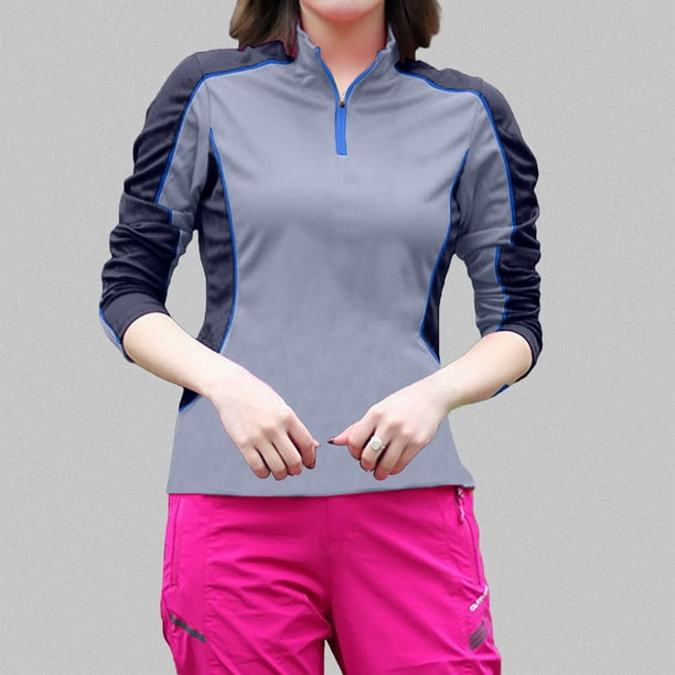 MHFRRA Camiseta de Manga Larga con Protección Solar para Mujer, Ligera, de Secado Rápido, para deportes Al Aire Libre, Senderismo y Montañismo. Gris
