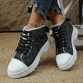 thumbnail image 2 of Denim Platform Mid Calf Winter Combat Boots for Women Casual Fleece Lined Fashion Sneakers Snow Ankle Booties Black Size 9, 2 of 8