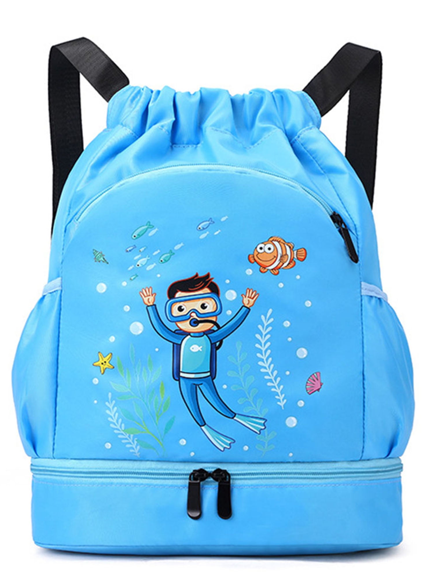 Avamo Boys Drawstring Backpack With Shoe Pocket Swim Bag Wet And Dry