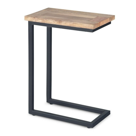Skyler 18 inch Wide Solid Mango/Metal Industrial C Side Table in Natural/Charcoal, Assembled