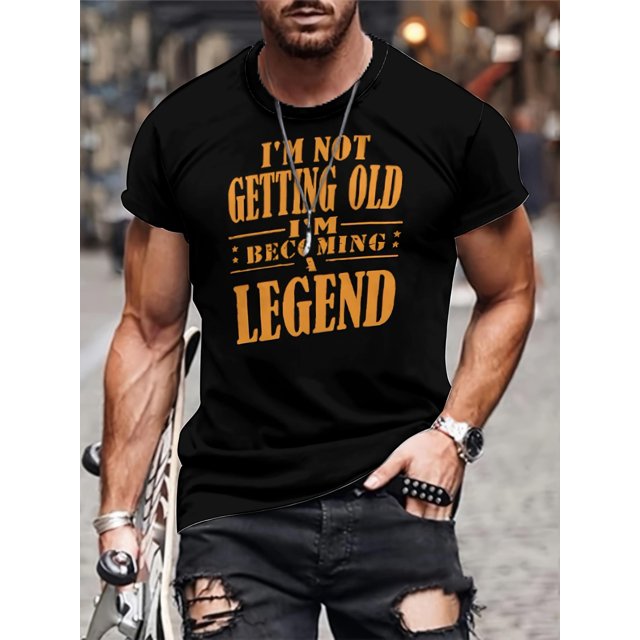 Camiseta de cuello redondo con estampado "Me estoy convirtiendo en leyenda" para hombre, camiseta informal de manga corta, ideal para salidas de verano. Ideal para adultos, hombres, mujeres, adolescen