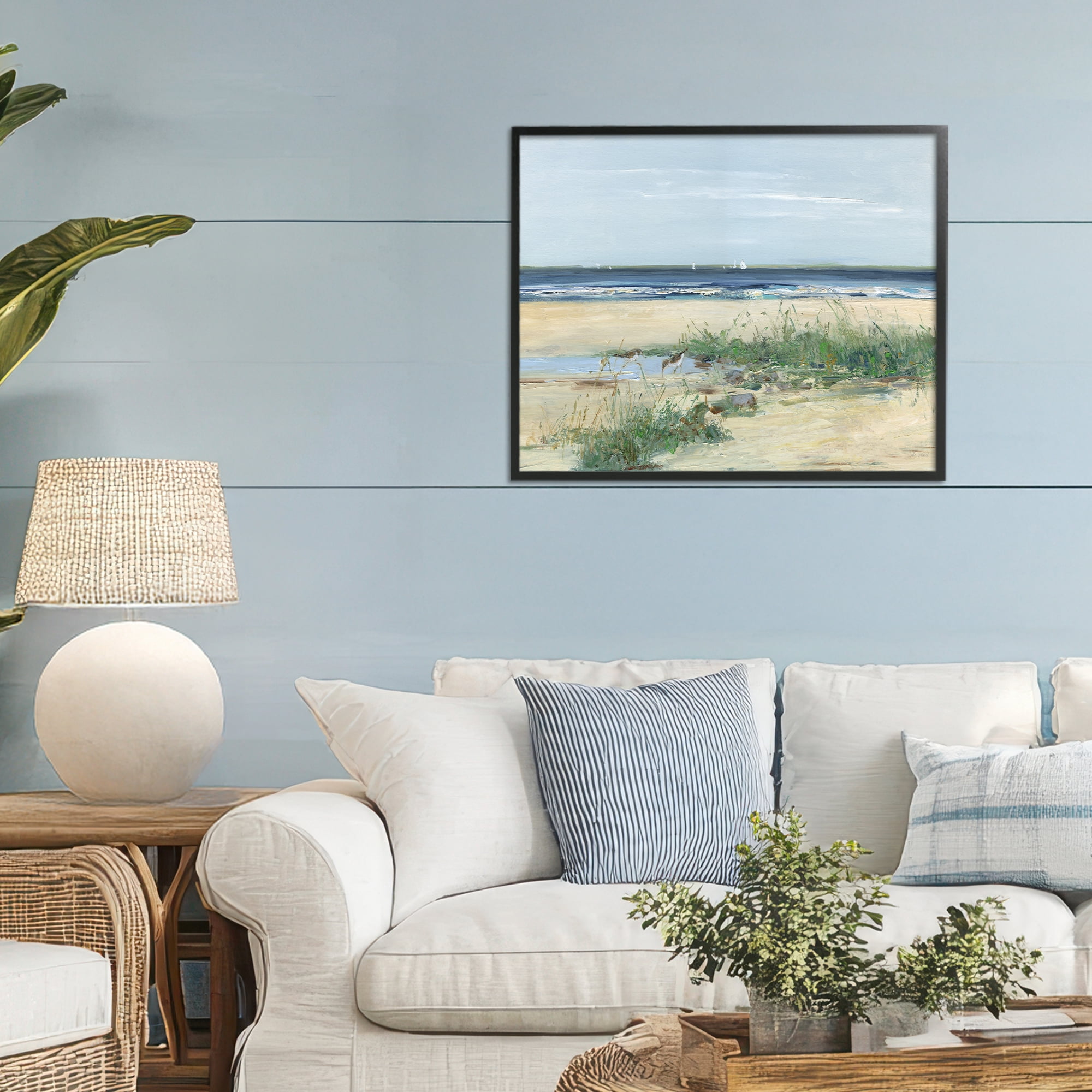 Stupell Industries Beach Marsh Sandpipers Black Framed Giclee Art, design by Sally Swatland