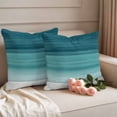 thumbnail image 2 of Teal Turquoise Ombre Outdoor Waterproof Pillow Covers, Modern Abstract Gradient Lines Decorative Square Throw Pillowcase Sofa Cushion Sham for Patio/Couch/Chair, 26"x26" 2 Pack, 2 of 8