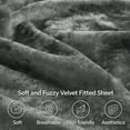 thumbnail image 3 of Velvet Fitted Sheet and Pillowcases Set, Luxury Soft Fuzzy Bottom Sheet with Reinforced Elastic Corner Straps, Deep Pocket up to 15 Inch, 1 Fitted Sheet and 2 Pillowcases (Cal King, Grey), 3 of 17