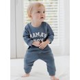 thumbnail image 6 of Baby Boy Fall Outfit Letter Embroidered Long Sleeve Romper Solid Elastic Waist Pants 2 Piece Set, 6 of 9