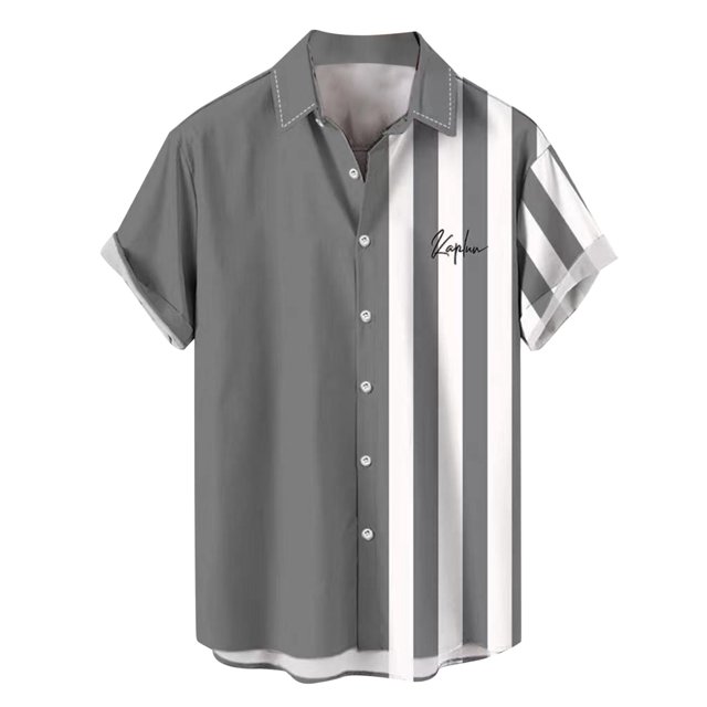 XDZJLR T-Shirts pour Hommes Plage Hawaïenne Manches Courtes Rayé