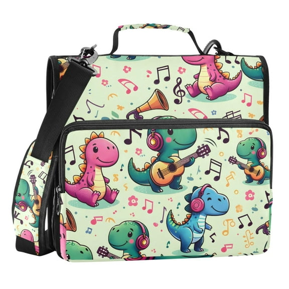 ALAZA Zipper Binder Dinosaur and Music 3 Ring Trapper Keeper File Folder Organizer Bag