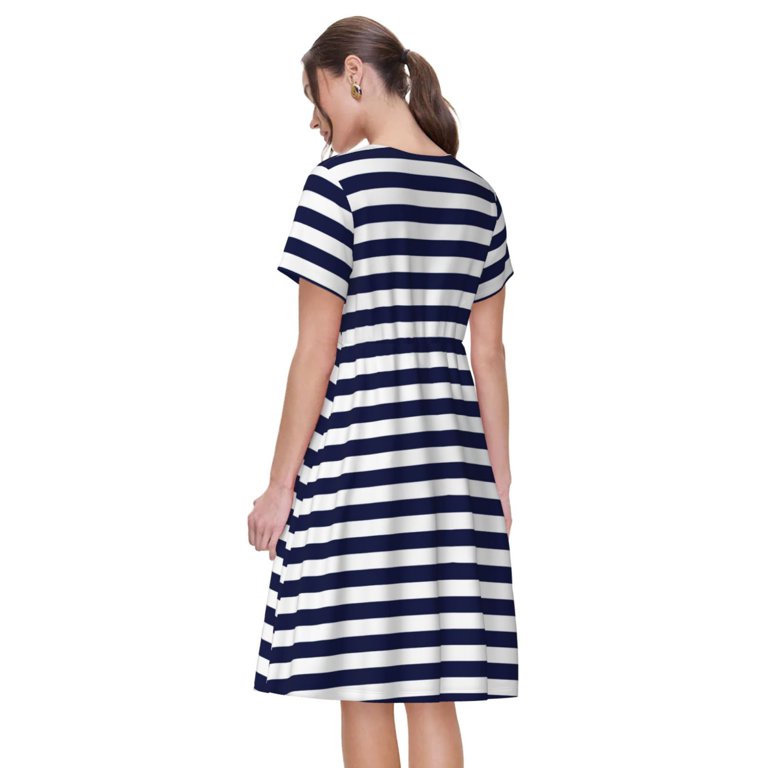 navy blue and white striped summer dress Girls: The Summer Navy Striped Drop Waist Dress, (14/16) - The Mint Julep Boutique