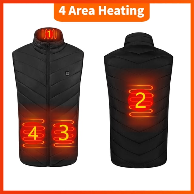 Chaqueta calefactante USB para hombres y mujeres - Chaqueta térmica de fibra de carbono de 9 zonas con 3 ajustes de temperatura (45°C/35°C/25°C) - Abrigo de invierno de poliéster 5XL
