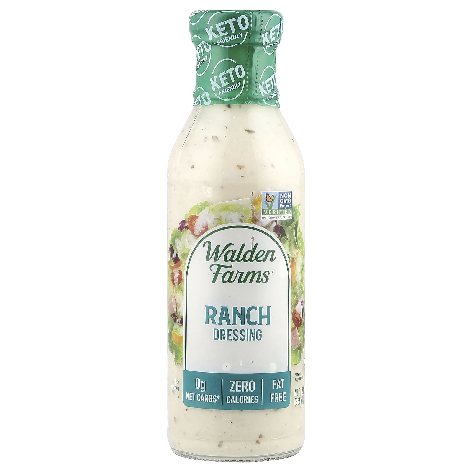 (6 pack) Walden Farms Ranch Dressing, 12oz. Bottle, Fresh-Delicious, Sugar Free 0g Net Carbs, Cool and Tangy