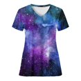thumbnail image 4 of LSLJS Women's Fashion Short Sleeve V-Neck Tops Working Uniform Printing Pocket Blouse Tops, Womens Plus Scrubs, 4 of 5