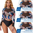 thumbnail image 3 of Womems Swimsuits Long Sleeve Two Piece Rash Guard UV Protection Crop Top Bathing Suits, 3 of 7